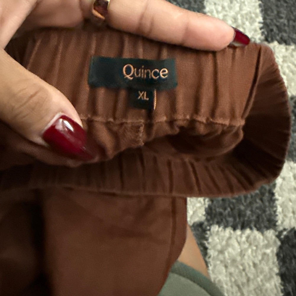 Quince Tapered Ankle Pant Womens XL Chocolate Brown 100% European Linen Elastic - Picture 3 of 5